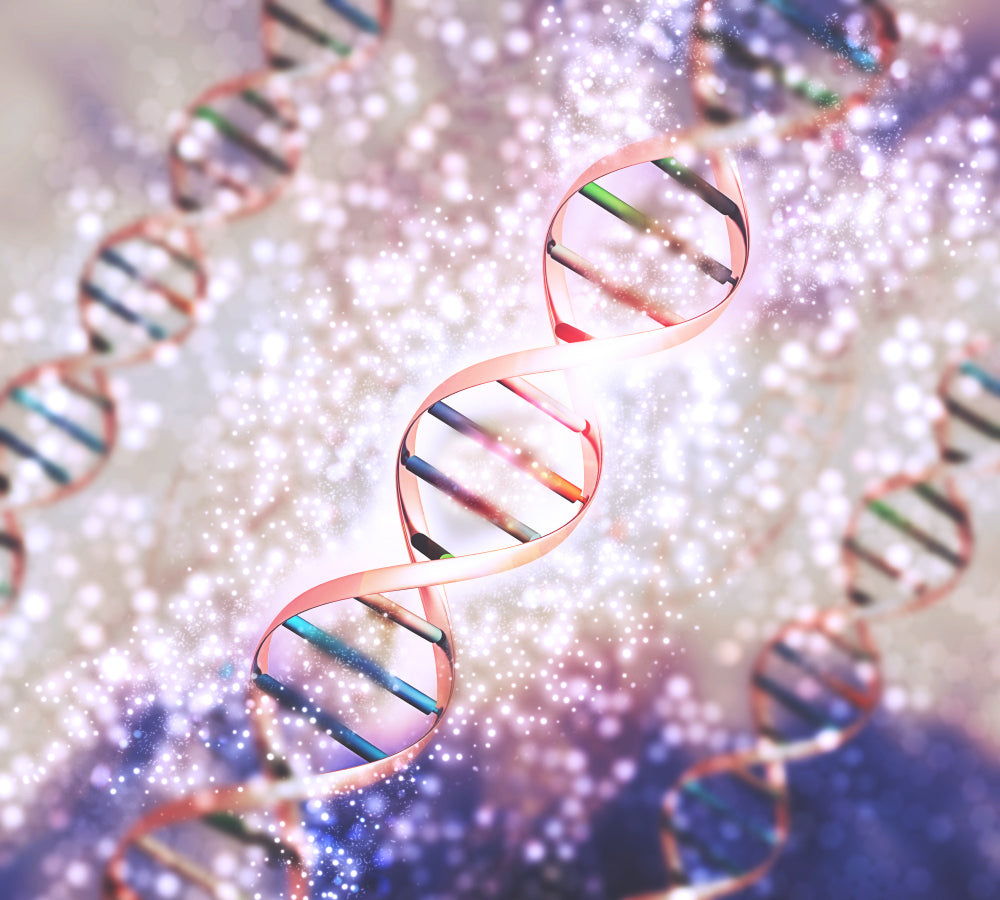 Colorful DNA double helix on a gradient background